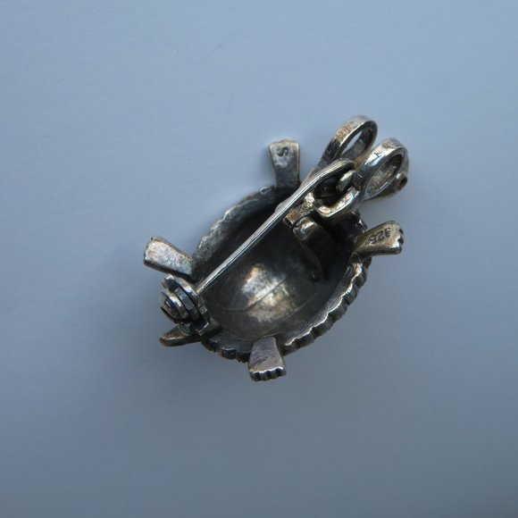 Sterling Silver Marcasites Turtle Brooch Pendant - Picture 8 of 16